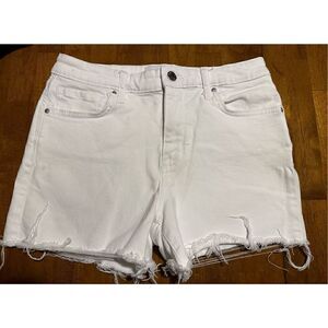 William Rast Womens Cut Off Distressed High Rise White Shorts Stretch Size 27